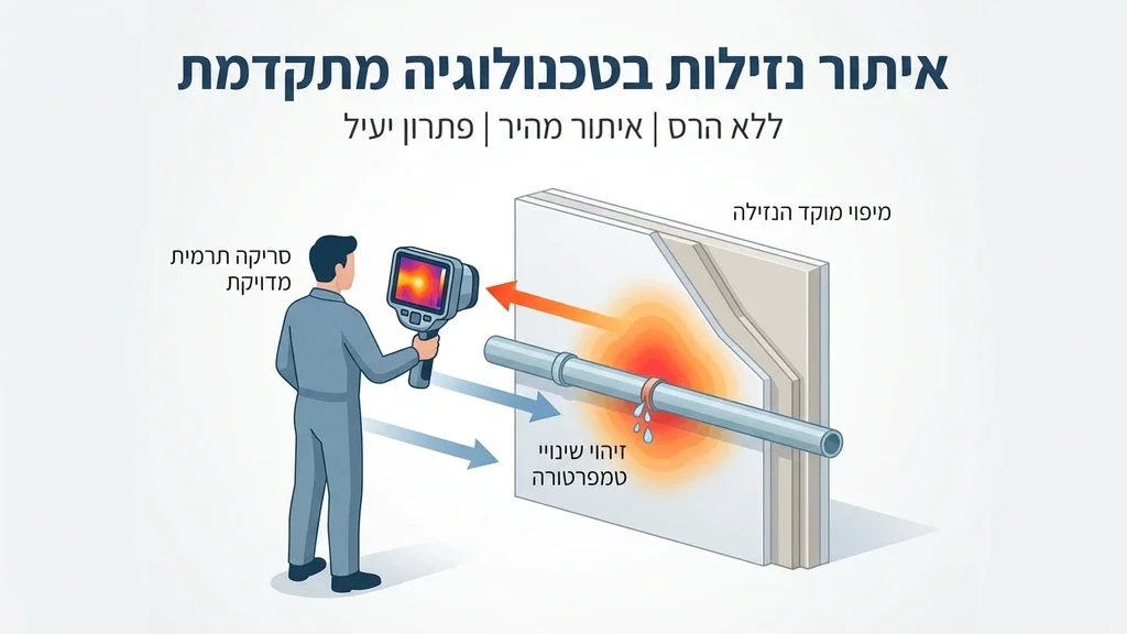 אינסטלטור מומחה משתמש במצלמה תרמית לאיתור נזילות