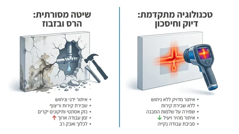טכנאי מקצועי סורק קיר סלון נקי באמצעות מצלמה תרמית מתקדמת