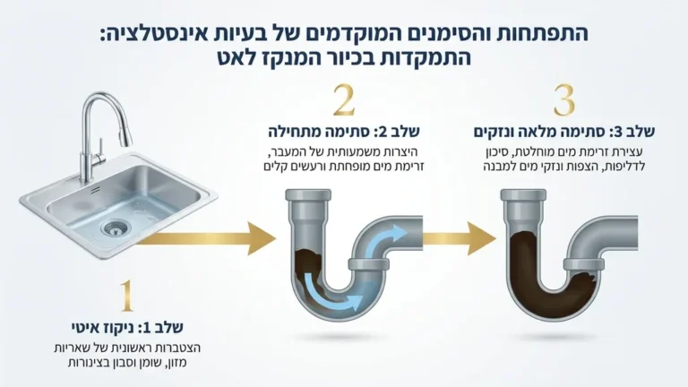 זרימת מים איטית בכיור המעידה על סתימה