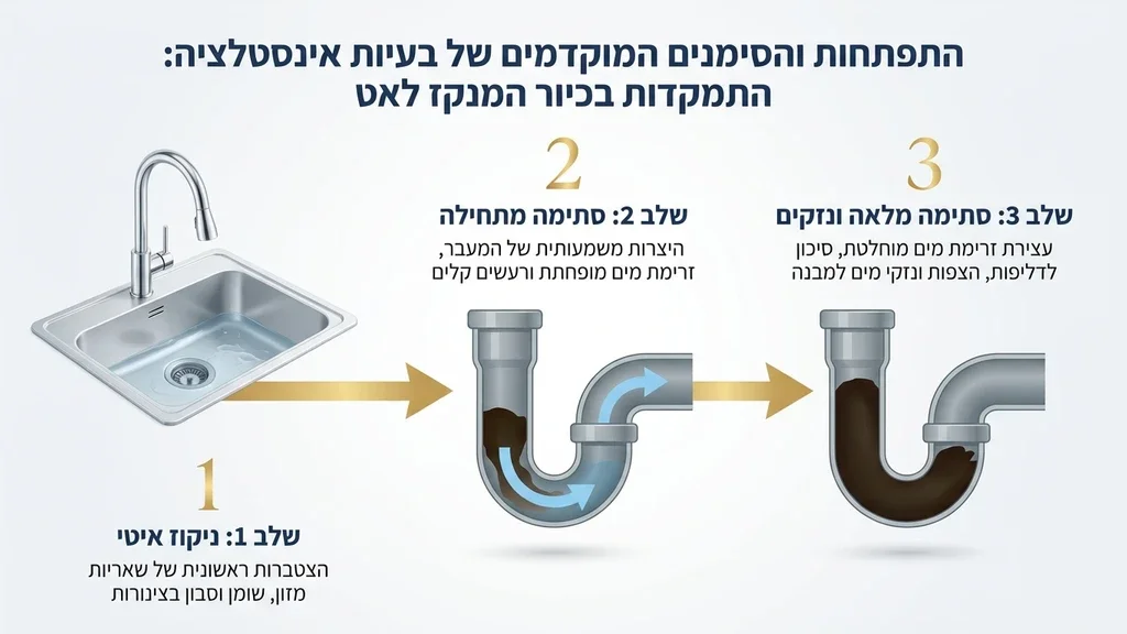 זרימת מים איטית בכיור המעידה על סתימה