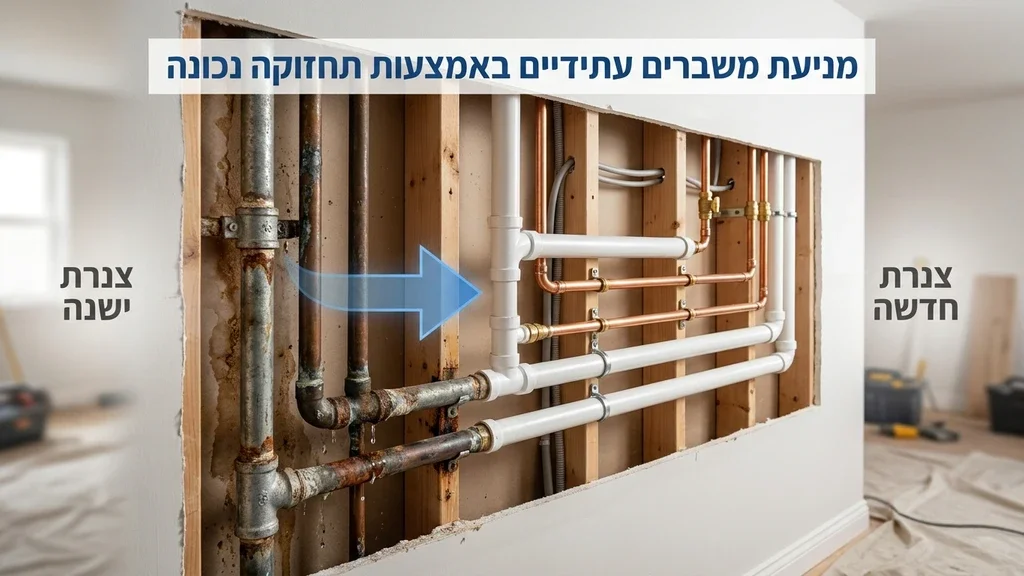 צנרת מים חדשה ומודרנית מותקנת בצורה מסודרת