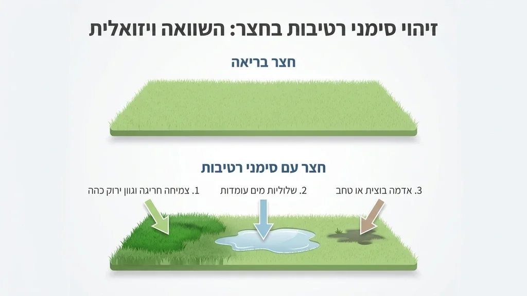 זיהוי סימני רטיבות ושלוליות במדשאה