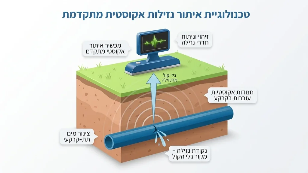 אינסטלטור מומחה מבצע בדיקה אקוסטית בגינה